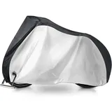 Minkurow Wasserdichte Fahrradabdeckung 210t Fahrradgarage Mit Schlosslöchern Wasserdichte Fahrradabdeckung Staub Regen Schnee Uv-schutz 200x70x110cm Mit Tasche (silber & Schwarz)