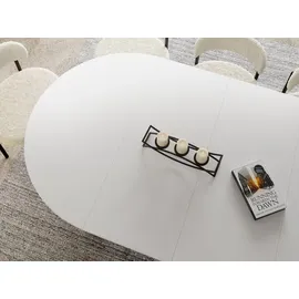 WFL GROUP Esstisch Rund Ausziehbar im Loft-Stil – 100 bis 180 cm – Industrieller Platzsparender Tisch mit Weißen Konischem Metallbeinen für 5 bis 8 Per... - Weiß