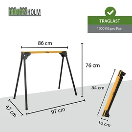 Trutzholm Arbeitsbock Stahl pulverbeschichtet 76 cm Arbeitshöhe gelb/schwarz