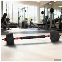 vidaXL 2-in-1 Kurzhantel Langhantel Set 30 kg rot / schwarz