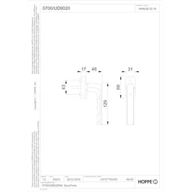 HOPPE Fenstergriff Hamburg 0700/UD92020,