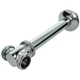 tecuro Ø 32 mm für Doppelwaschbecken - Kürzbares Messingrohr mit Mittelsteg und Wandrosette