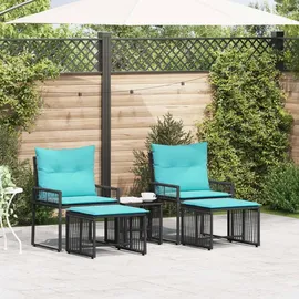 vidaXL Gartenmöbel Set 11-tlg. Schwarz/Türkis