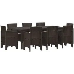 vidaXL Garten Essgruppe 9 pcs Braun Plastik