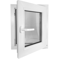 ECOPROF Kellerfenster | Langlebiges Kunststoff-Fenster | Maße 50x60 cm (500x600 mm) | Dreh-Kipp Fenster DIN Rechts | Farbe: Weiss | 70mm Profil