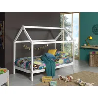 Vipack Hausbett Set DALLAS 2 inkl. Matratze, Liegefläche 90 x 200 cm, Ausf. Kiefer weiß