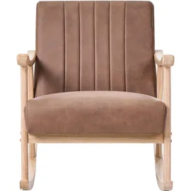 Beliani Schaukelsessel LEKNES Kunstleder 63 x 78 x 96 cm Braun