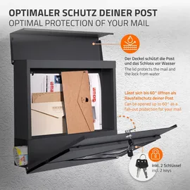ML-Design Standbriefkasten Anthrazit inkl. Zeitungsfach