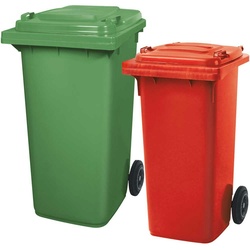 BRB Set mit 1x DIN Mülltonne 120 Liter rot und 1x DIN Mülltonne 240 Liter grün