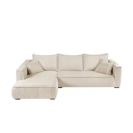 Sofa.de Ecksofa mit trendigem Megacordbezug Modena ¦ beige ¦ Maße (cm): B: 322 H: 100 T: 208