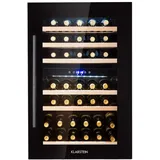 Klarstein Weinkühlschrank 2 Zonen, 132L Getränkekühlschrank, Kleiner Einbau-Weinschrank Schmal, Wein-Kühlschrank mit Glastür, Outdoor Flaschenkühlschrank, Wine Fridge 5-22°C, 35 Flaschen
