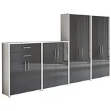 moebel-dich-auf Aktenschrank OFFICE EDITION (Set 56, 2x Aktenschrank niedrig + 2x Aktenschrank hoch) abschließbar, Metallgriffe weiß