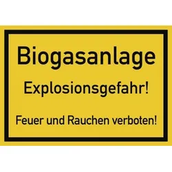 Biogasanlage-Explosionsgefahr! Feuer und Rauchen verb., Kunststoff, 200x140 mm