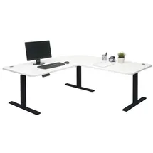 Mendler Eckschreibtisch HWC-D40 Schwarz / Weiß