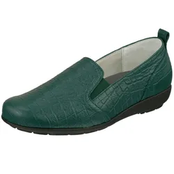 Slipper NATURAL FEET "Clea", Damen, Gr. 36, grün (dunkelgrün), Leder, elegant, Schuhe Slipper, aus weichem Hirschleder
