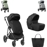 KIKKABOO Thea 2 in 1 EVA-Räder verstellbarer Schiebegriff Babywanne - Schwarz