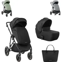 KIKKABOO Thea 2 in 1 EVA-Räder verstellbarer Schiebegriff Babywanne - Schwarz