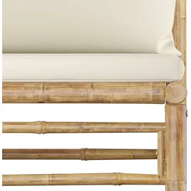 vidaXL Garten-Lounge-Set 5-tlg. Bambus cremeweiß