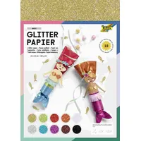 Folia Glitterpapier, 24x34cm, 10 Blatt, farbig sortiert