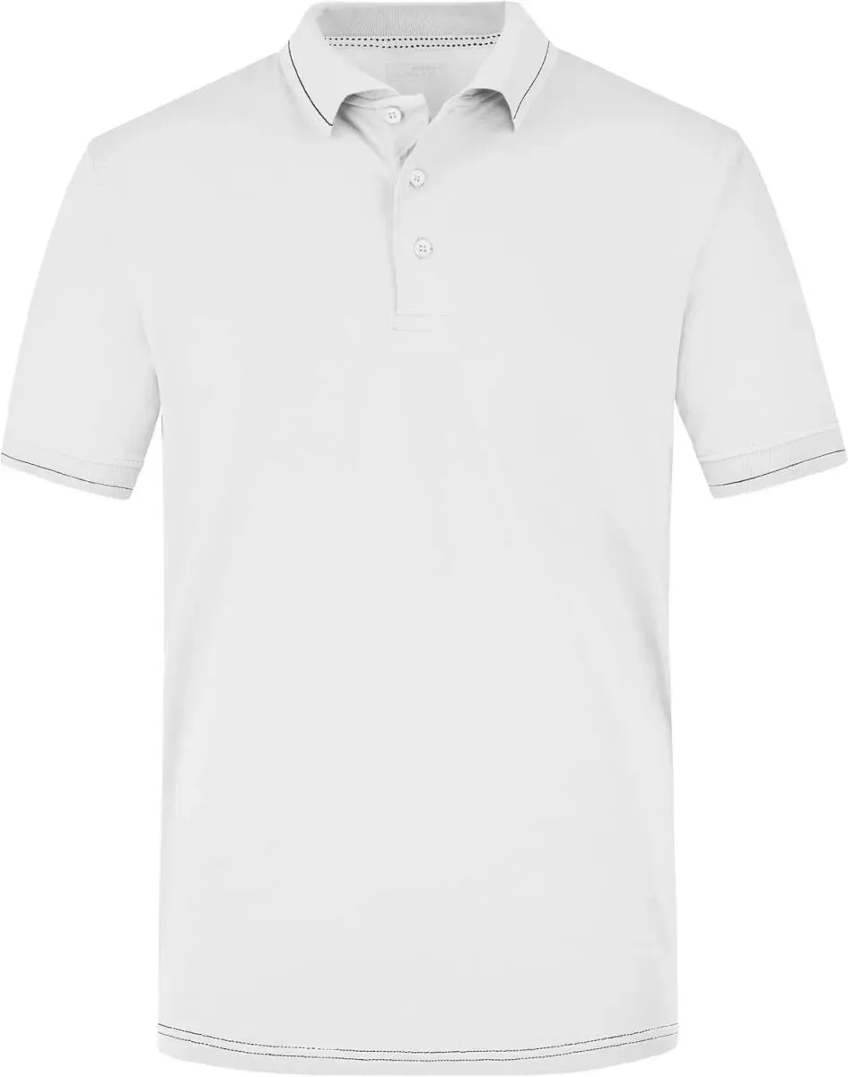 James & Nicholson Herren Jersey Stretch Polo JN569 white/black M