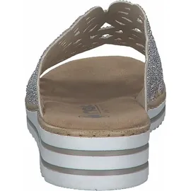 Rieker Damen Pantolette breiter Riemen mit Strass schmale Weite V0689, Größe:41 EU, Farbe:Beige - Beige - 41