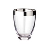 EDZARD Vase Charlotte (Ø 12 cm) aus mundgeblasenem Kristallglas - Blumenvase, Glasvase rund und mit Platinrand - Moderne Tulpenvase aus Glas als Tischdeko