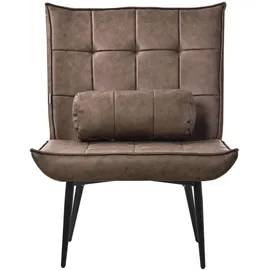ML-Design Relaxsessel Kunstleder 97 x 100 x 79 cm Braun mit Rückenkissen