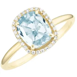 Luigi Merano Ring mit Blautopas und Zirkonia, Gold 375 58 Violett Damen 