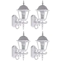 ETC Shop 4er Set Laternen Haus Wand Beleuchtungen weiß