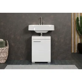 WELLTIME Waschbeckenunterschrank 1 Tür 40 x 56 x 34 cm Weiß/Weiß Hochglanz
