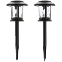 MARELIDA Laterne Glas Kunststoff H: 32cm 2er Set schwarz