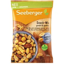 Seeberger Snack-Mix, im Beutel, geröstet - gesalzen: 2 Nusssorten und Kichererbsen, 125 g)