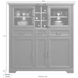 Innostyle Highboard 2 Glas-/Holztüren 8 offene Fächer 0 x 0 x 0 cm Grau