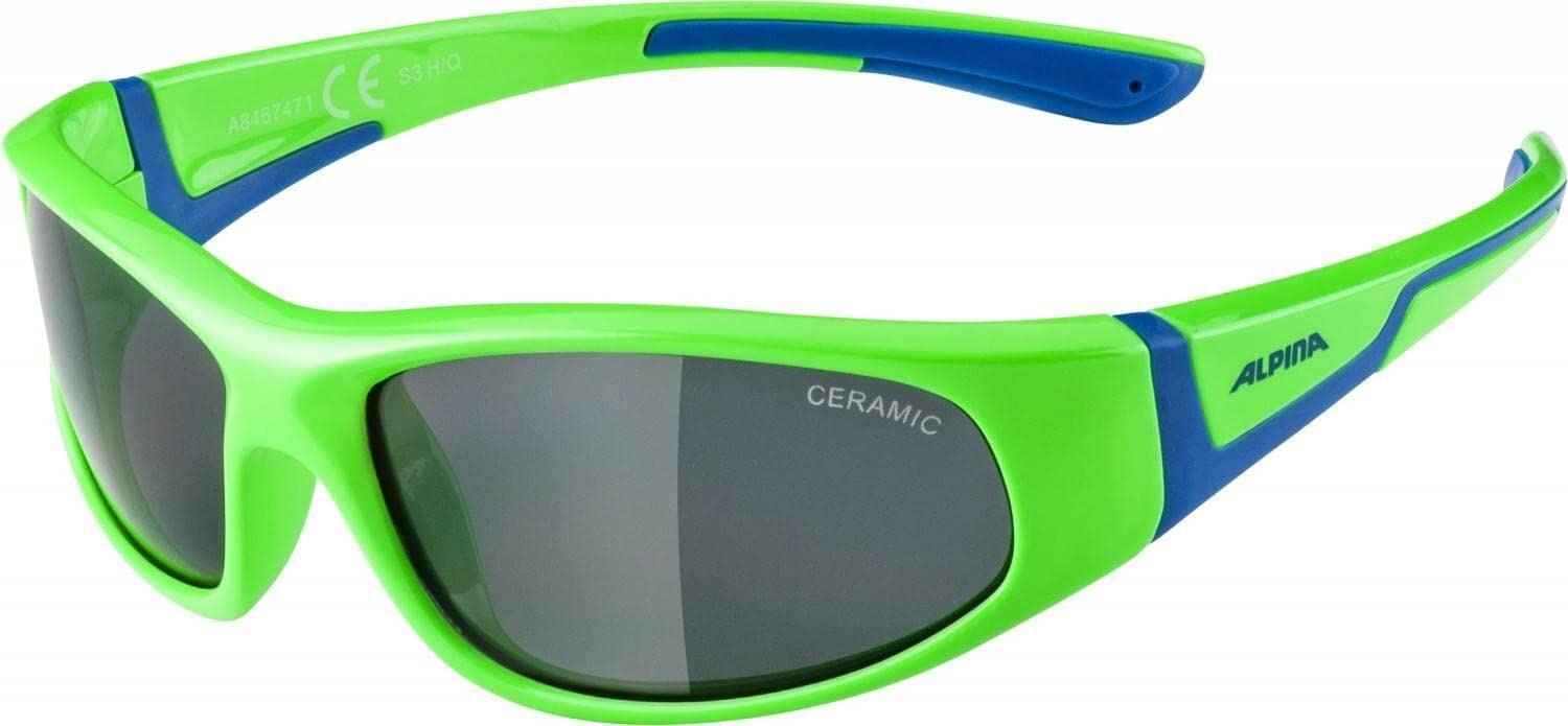 ALPINA FLEXXY KIDS - Flexible und Bruchsichere Sonnenbrille Mit 100% UV-Schutz Für Kinder, neon-green-blue, One Size