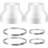Huiguli 2Pcs Abluftschlauch Adapter, Klimaanlage Abluftschlauch Adapter150 mm auf 100 mm mit 4 Edelstahl Schlauchschellen, Runder Abluftschlauch Adapter für Lüftung Rundrohr Lüftungskanal