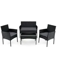 COSTWAY Balkonset, (4-tlg), Rattan Gartenmöbel Set, Sitzgruppe für 4 Personen grau