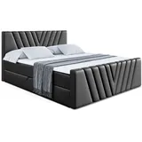 altdecor Boxbett, Schwarz Hochglanz, Holzwerkstoff, H3 Höhe ca. 20 cm 200x200 cm, Schlafzimmer, Betten, Boxspringbetten