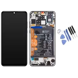 Generisch Original Touchscreen Bildschirm LCD Display mit Rahmen Schwarz für Huawei P30 Lite & Akku New Edition MAR-LX1B
