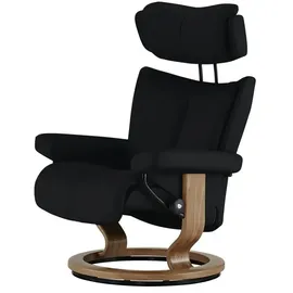 Stressless Relaxsessel Leder 77 x 108 x 76 cm Schwarz mit Hocker
