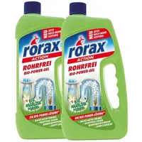 rorax 2x rorax Rohrfrei Bio-Power-Gel 1 Liter - Löst selbst Haare auf Rohrreiniger