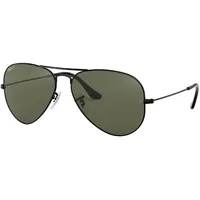 Ray-Ban Ray Ban Unisex Sonnenbrille Aviator Classic, Gr. X-Large (Herstellergröße: 62), Schwarz (Gelstell: Schwarz, Gläser: Polarized Grün Klassisch 002/58) - X-Large (Herstellergröße: 62)