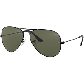 Ray-Ban Ray Ban Unisex Sonnenbrille Aviator Classic, Gr. X-Large (Herstellergröße: 62), Schwarz (Gelstell: Schwarz, Gläser: Polarized Grün Klassisch 002/58) - X-Large (Herstellergröße: 62)