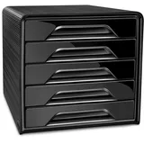 CEP Schubladenbox Smoove schwarz 107111011, DIN A4 mit 5 Schubladen, 1 St.