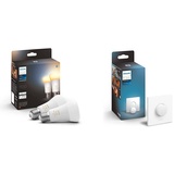 Philips Hue White Ambiance E27 Doppelpack 2x800lm 75W + Smart Button, komfortables Dimmen ohne Installation