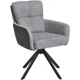 Livetastic Armlehnstuhl, Grau, Holz, Metall, Textil, Pappel, Sperrholz, Drehkreuz, 60x88x67 cm, Sitzfläche 360° drehbar, Esszimmer, Stühle, Esszimmerstühle, Armlehnenstühle