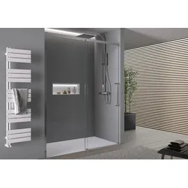 Bernstein Nischendusche mit Schiebetür Soft-Close Chrom 8mm Nano Echtglas 160cm