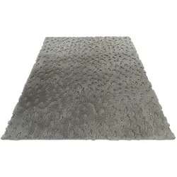Teppich OBSESSION "My Valley 245", silber (silberfarben), B:120cm H:22mm L:170cm, Polyester, Teppiche, Uni Farben, Hoch-Tief Effekt, besonder weich, Wohnzimmer