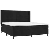 vidaXL Boxspringbett mit Matratze & LED Schwarz 180x200 cm Samt