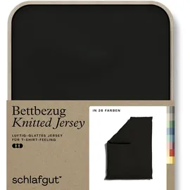 schlafgut Knitted Jersey Unifarben Schwarz 155 x 220 cm + 80 x 80 cm