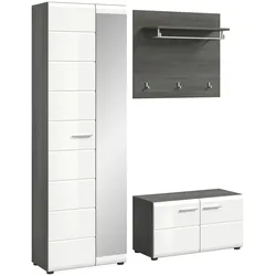 Garderobe Salsa 3-tlg. ca. 155x192x37 cm Weiß/Rauchs.